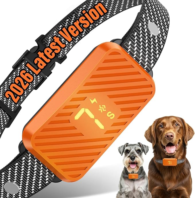 Dog Bark Collar for Large Medium Small Dogs, Effective No-Bark Collar, Smart Barking Collar, Rechargeable Bark Collar with 7-Level Sensitivity, 3 B & V Modes, Waterproof, Neon Orange
