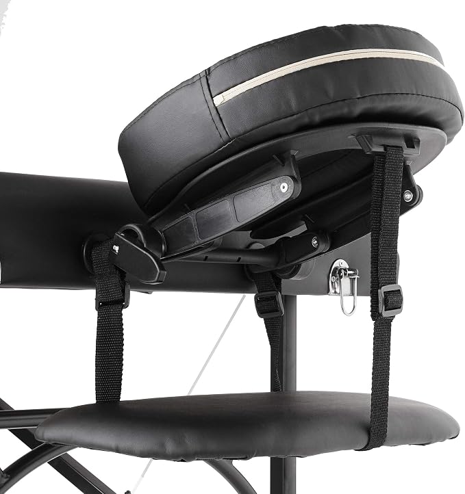 Saloniture Professional Portable Lightweight Tri-Fold Massage Table with Aluminum Legs - Includes Headrest, Face Cradle, Armrests and Carrying Case - Black