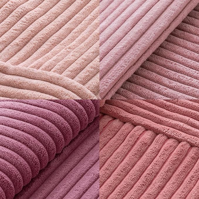 MIULEE Aesthetic Pink Throw Pillow Covers 18x18 Inch Set of 4 Spring Decorative Coquette Cushion Cases Cute Gradient Pillow Cases Corduroy Home Decor for Couch Sofa Living Room Bed Valentine Decor