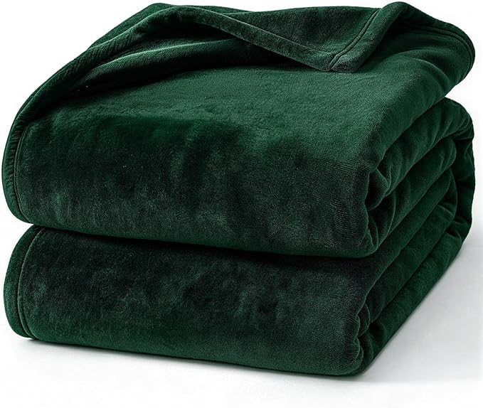 Hansleep King Dark Green Fleece Blanket, Soft Flannel Bed Blanket | Fuzzy Cozy Blanket 90x108 Inches, Multi-use for Bed, Sofa, Couch, Travel, Camping, All Season Warm Lightweight Cover