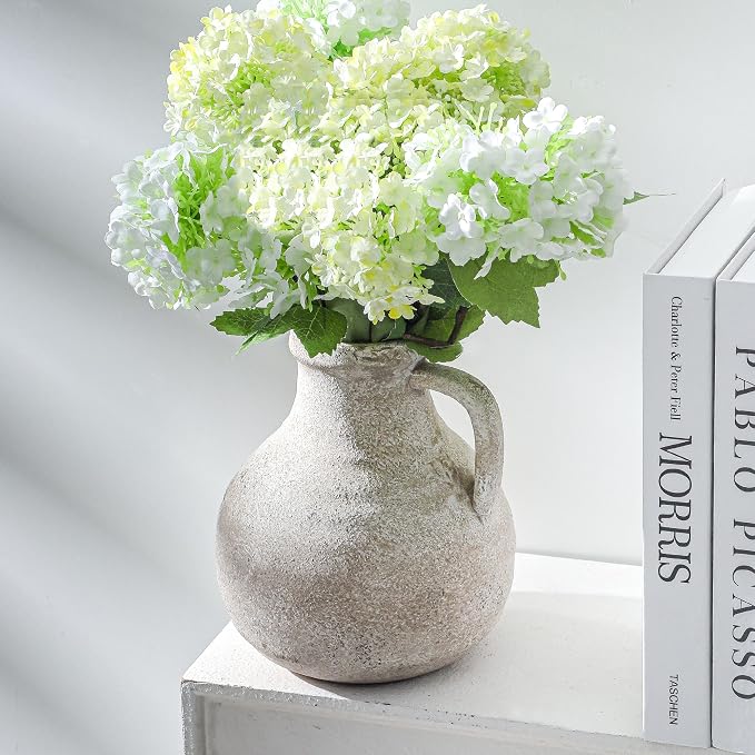 Ceramic Decorative Flower Vase 7.1 Inch Pottery Rustic Farmhouse Boho Terracotta Vase for Home Decor, Table, Living Room, Bathroom, Shelf, Mantel Decoration, Bronze