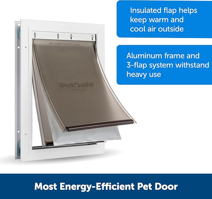 PetSafe Extreme Weather Aluminum Dog Door for Exterior - Most Energy Efficient Pet-Door - 3 Flaps for Insulation - Medium Dogs (Pack of 4)