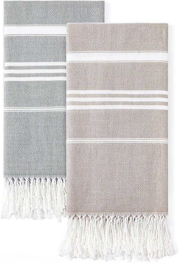 2 Packs Cotton Turkish Beach Towels Sand Free Quick Dry Oversized Bath Pool Swim Towel Large Extra Xl Big Blanket Adult Travel Essentials Cruise Accessories Must Haves Clearance Vacation Stuff