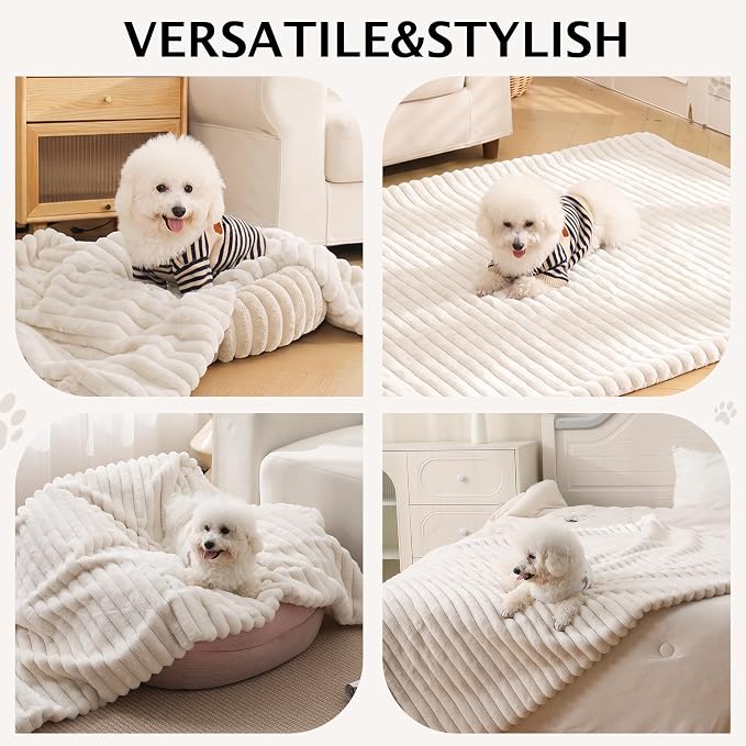 PuTian Waterproof Dog Blanket for Couch, 60"x80", Off White | Blocks Urine, Stains and Pet Hair to Guard Furniture, Perfect For Dogs & Cats On Couch, Bed, Car And Travel