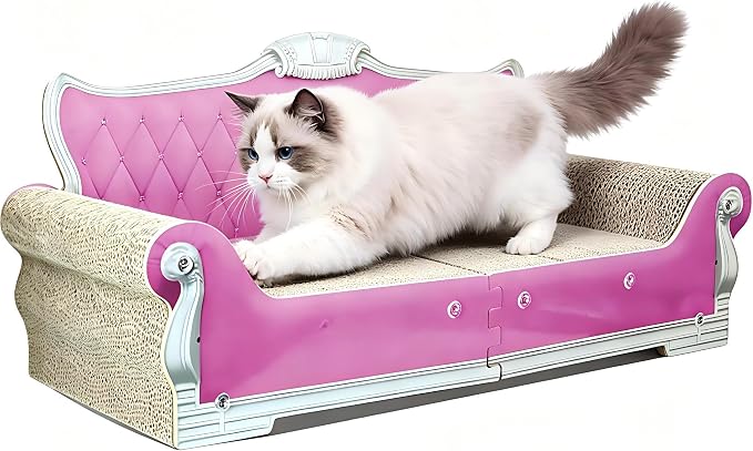 Extra Large Cat Scratcher Sofa Bed, Ergonomic Cardboard Couch | 27.5" Durable Cat Couch & Scratching Board, Reversible Lounge Furniture for Big Cats & Multi-Cat Households