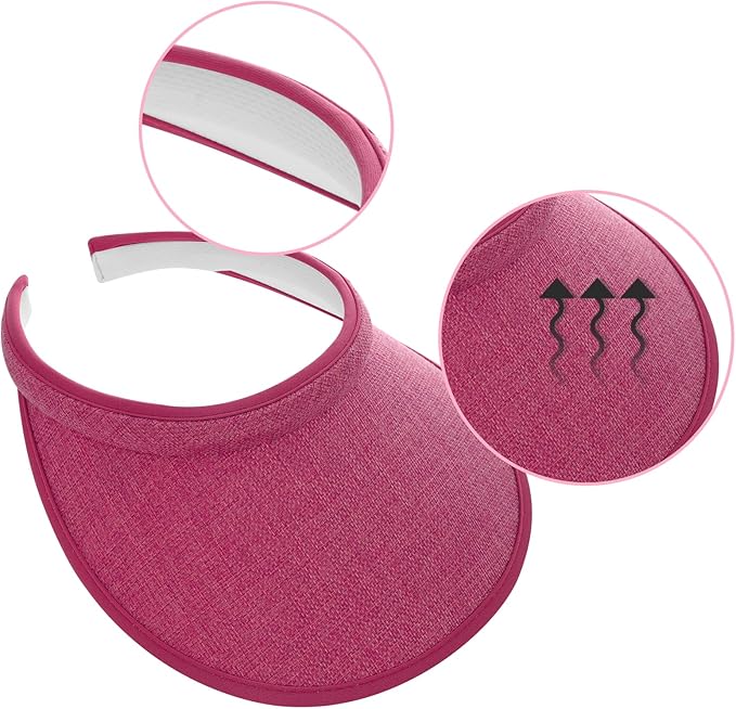 4Pcs Slip On Sun Visor Hats for Women UV Protection, Clip On Wide Brim Golf Visors for Summer Sports Travel Outdoor Activity