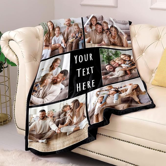 Funny DIY Custom Blanket Customize Photos Blanket Personalized Blankets with Picture Text Customized Christmas Valentines Day Birthday Gifts for Couple Boyfriend Girlfriend Him Her Men Women Dad Mom