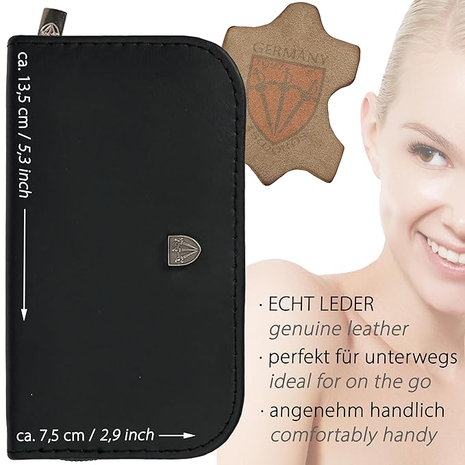 3 Swords Germany - brand quality 6 piece manicure pedicure grooming kit set for professional finger & toe nail care scissors clipper genuine leather case in gift box, Made in Solingen Germany (02259)
