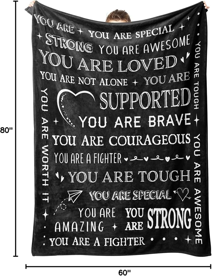 Gifts for Women or Men- Inspirational Get Well Soon Blanket | Thinking of You Gift for Grandpa Dad Brother Friend, Feel Better After Surgery Present for Sick Men, 80'' x 60''