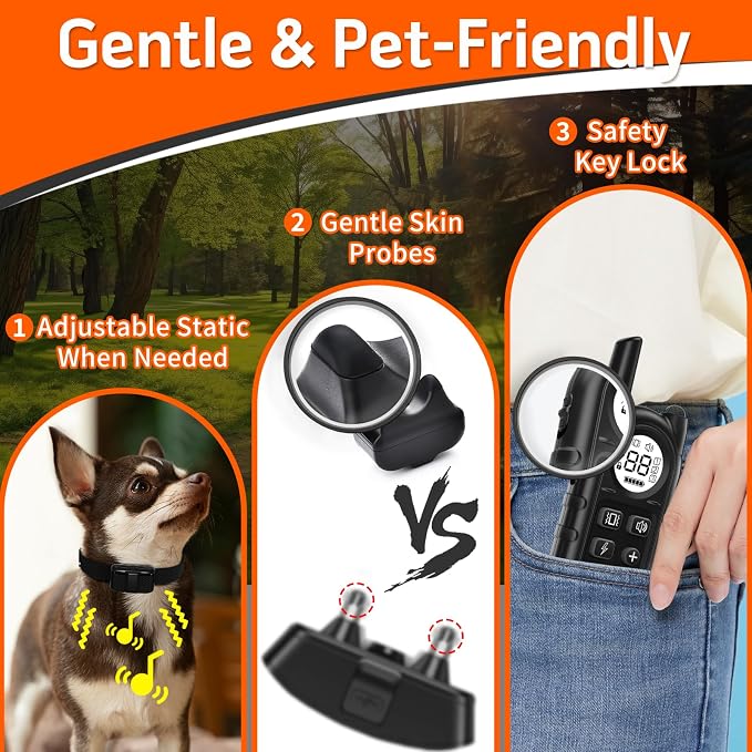 Lightweight Dog Training Collar with Remote for Small Dogs 5–15 lbs, Medium & Large Dogs, 1300FT Range, Waterproof, Rechargeable Training Device (Black)
