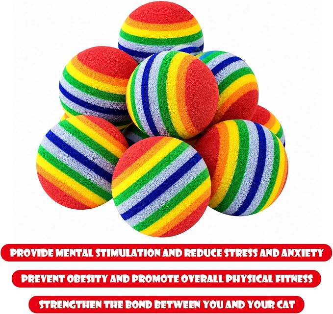 PET SHOW 100 Pack Cat Toy Balls Interactive for Indoor Cats Best Kitten Favorite Gift Soft Foam Ball Chase Quiet Playing Cats Stuff Supplies