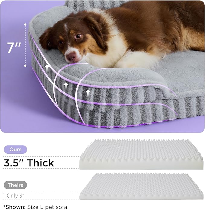 LE SURE Cute Cozy High Back Orthopedic Small Dog Bed with Sides, 24" Hazel | Waterproof Pet Bed with Sides, Aesthetic Comfy Egg-Crate Foam Pet Couch Sofa, Removable Washable Cover, Non-Slip Bottom