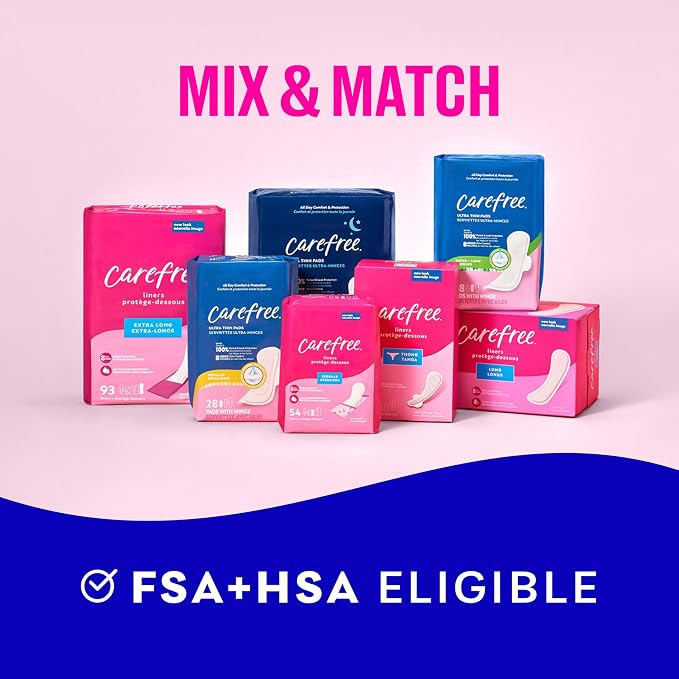Carefree Maxi Pads for Women, Super/Long Pads with Wings, 28ct | Carefree Pads, Feminine Care, Period Pads & Postpartum Pads | 28ct (Pack of 1)