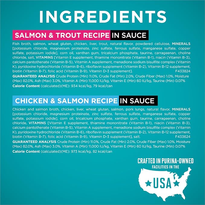 Purina ONE Natural,High Protein Cat Food Variety Pack,Chicken,Tuna,Salmon and Trout Recipes - 3 oz. Cans,(Pack of 48)