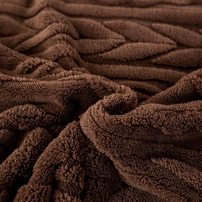 YUSOKI Sherpa Fleece Large Throw Blanket, Brown, 50"x65" | 3D Stylish Design,320GSM, Non-Shedding, Lightweight for All Season Use, stays fluffy after repeated washes, Perfect Gifts