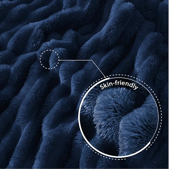 Exclusivo Mezcla Striped Twin Size Fleece Blanket for Bed, Couch, 60"x80" | Soft Breathable Cozy Bed Blankets, Lightweight Plush Fluffy Fuzzy Jacquard Decorative Blankets