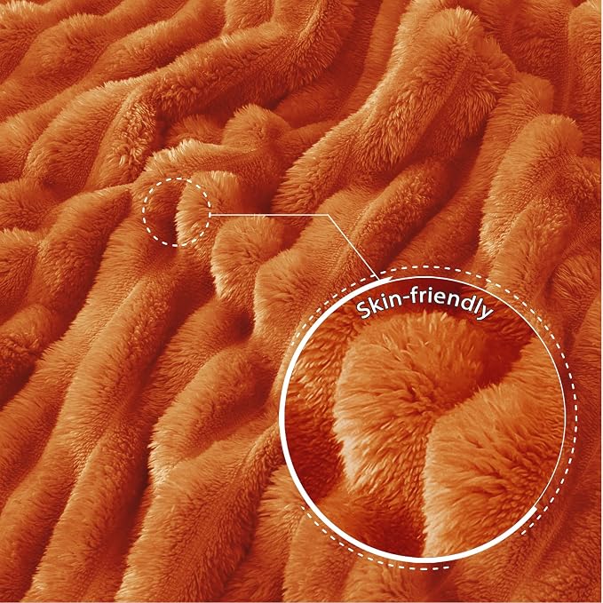 Exclusivo Mezcla Striped Twin Size Fleece Blanket for Bed, Couch, 60"x80" | Soft Breathable Cozy Bed Blankets, Lightweight Plush Fluffy Fuzzy Jacquard Decorative Blankets