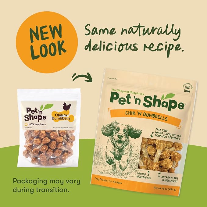 Pet 'n Shape Chik 'N Rice Dumbbells - All Natural Dog Treats, Chicken, 32 oz (Pack of 3)