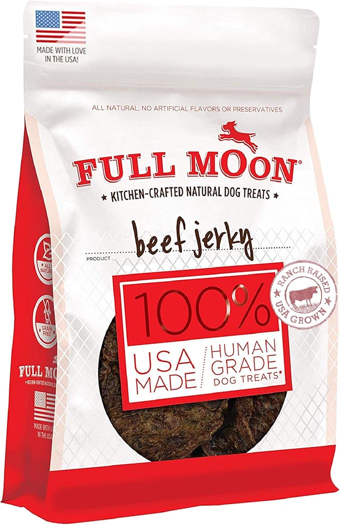 Full Moon® Beef Jerky Dog Treats 11 oz | Human Grade, No corn, No wheat, No soy, Glycerin Free, Made in the USA