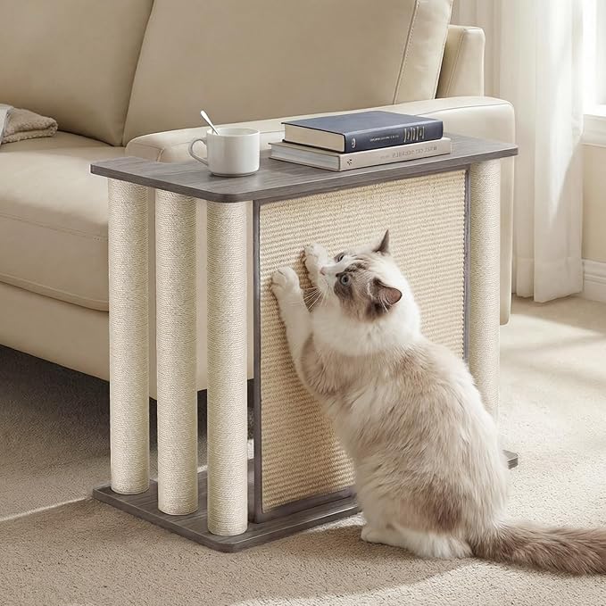 Veehoo Cat Scratcher Side Table for Couch, Sofa Protector End Table | Couch corner protector, sisal scratching posts, sisal scratch pad, heavy-duty base, easy to assemble