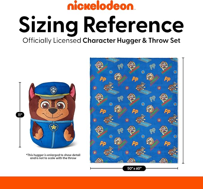 Northwest Paw Patrol Pup Time Hugger Pillow & Silk Touch Throw Blanket Set, Stuffed Animal, 50x60 inches and 11 inch Plushie