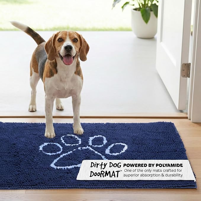 Dog Gone Smart Dirty Dog Doormat - Fast Drying Rug - Bermuda Blue 31x20 in | Super Gripper Backing for Clean Floors - Absorbent Microfiber and Machine Washable Mat for Muddy Paws