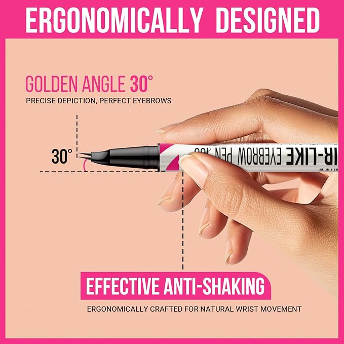 iMethod Curved Eyebrow Pen - 2-in-1 Dual-Ended Eyebrow Pencil with Curved Tip and Precise Brush-Tip, Microblading Pen for Natural Hair-Like Brows, Long Lasting, Black Brown