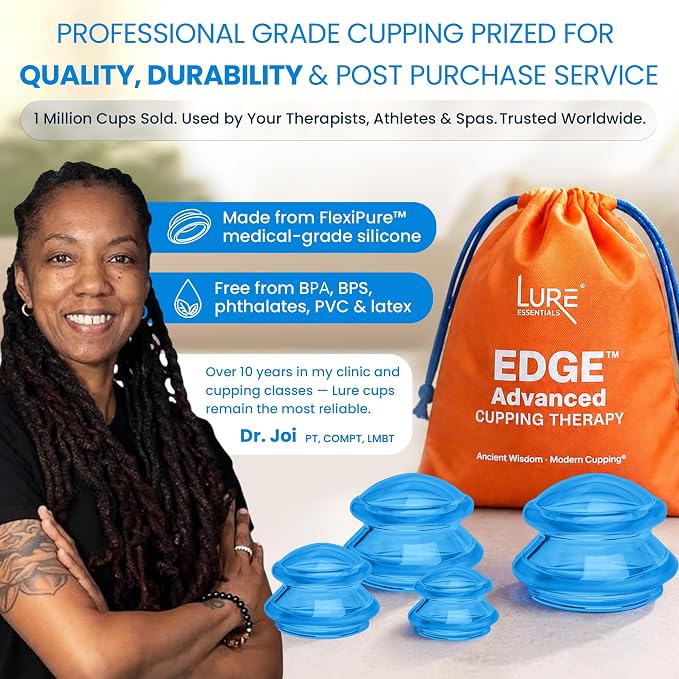 Silicone Cupping Therapy Set Professional Massage Cupping Cups for Cupping Therapy - 8 Cup Kit for Massage, Myofascial Release, Cellulite Reduction - Pack of 2 (Lure Blue)