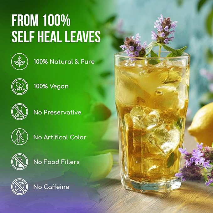 FreshDrinkUS, Premium Self Heal Leaves Tea | 75 Tea Bags | Premium Dried Self Heal Herb for Herbal Tea – Naturally Caffeine-Free, Clean & Convenient Tea Bags. Sugar-Free. Vegan