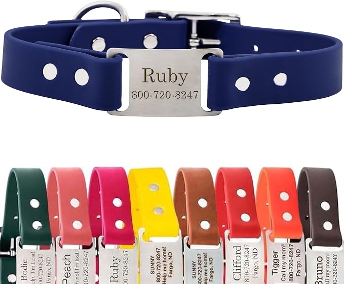 dogIDs Personalized Dog Collar – ScruffTag Custom Waterproof Biothane Dog Collar with Laser-Engraved Name, Durable & Odor-Resistant – USA Made | Navy, 1 in x 20 in (Fits Neck Sizes 18-22 in)