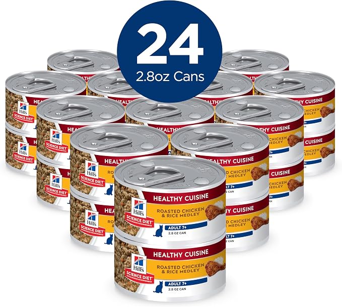 Hill's Science Diet Adult 7+ Healthy Cuisine Wet Cat Food | #1 Veterinarian Recommended, Roasted Chicken & Rice, 2.8 oz. Cans, 24-Pack