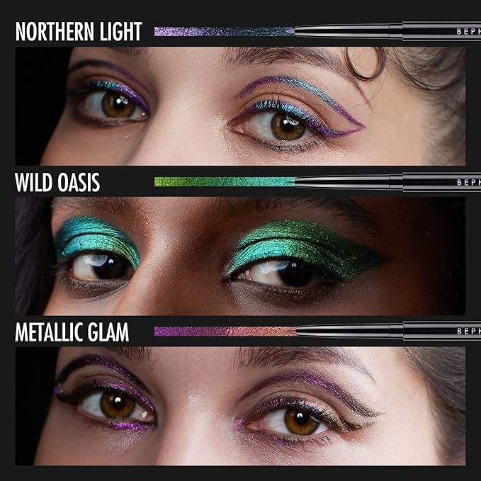 BEPHOLAN Metallic Eyeliner Pencil, Blue Purple Shifting Colors Glitter Waterproof Eye Liner, 24h Long-Lasting Pen, Purple-Blue (NORTHERN LIGHT)