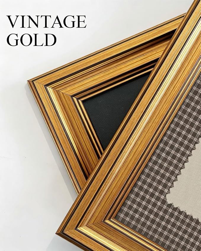 Gold Framed Wall Art, How Lucky Are We Canvas Prints, Rustic Brown Gingham Picture Wall Decor, Funky Preppy Stripe Quotes Artwork for Bedroom Dorm Apartment 12x16 inch