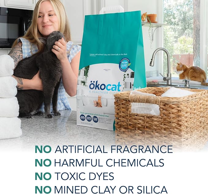 ökocat Multi-Cat Natural Wood Clumping Cat Litter, Odor Control, 18.8 Lbs