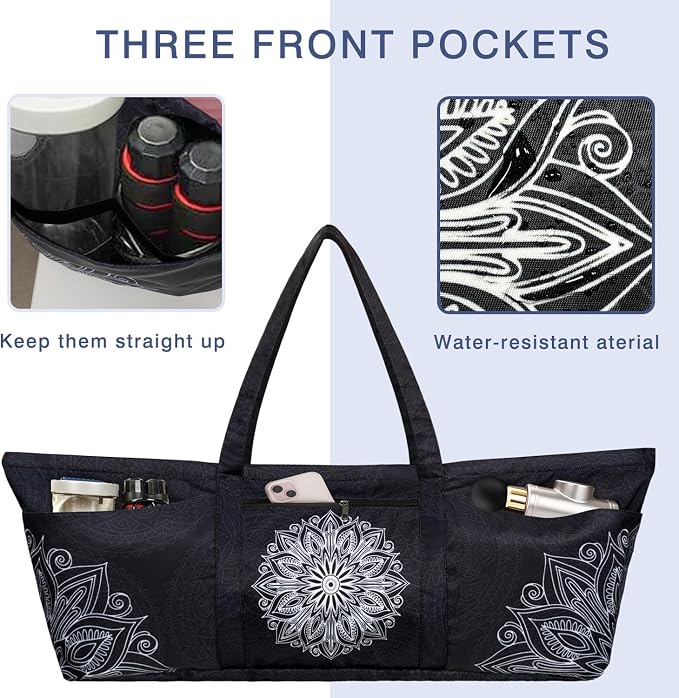 Yoga Mat Bag Yoga Mat Carrier with Shoes Compartment & Wet Pocket Pilates Bag with Zipper Pockets & Yoga Mat Holder Strap Yoga Bags and Carriers Fits All Your Stuff