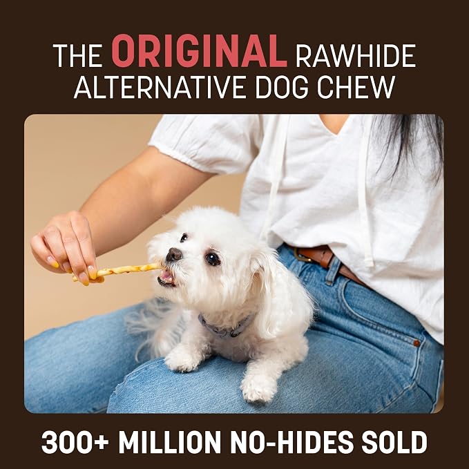 Earth Animal No Hide Stix - Small Dog Chews 20 Count Strawberries & Cream | Small Sticks Strawberries & Cream Flavored Natural Rawhide Free Long Lasting Dog Chews - Treats for Small Dogs and Cats
