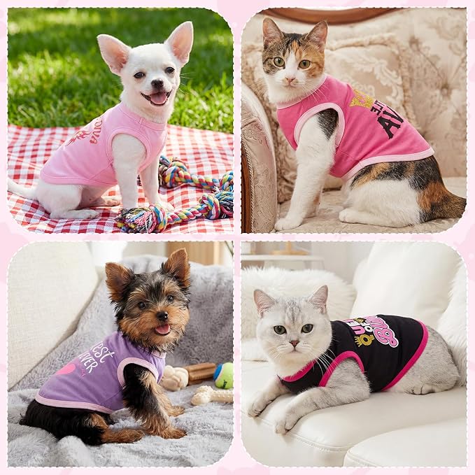 choyaxo 4pcs Dog Printed Shirts Cute Puppy Clothes Sleeveless Pet T Shirts for Small Medium Dogs Cats Summer