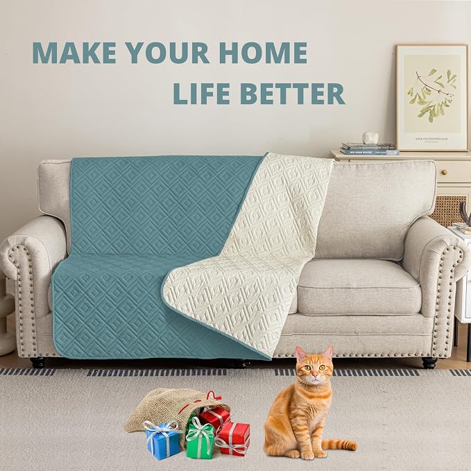 2026 Waterproof Bed Sofa Blanket (68"x82") Comfy Couch Sofa Mat for Dog Pets with Anti-Slip Back, Universal Incontinence Lightweight Liner Pad for Furniture Car Picnic etc Durable Washable, Lake Blue