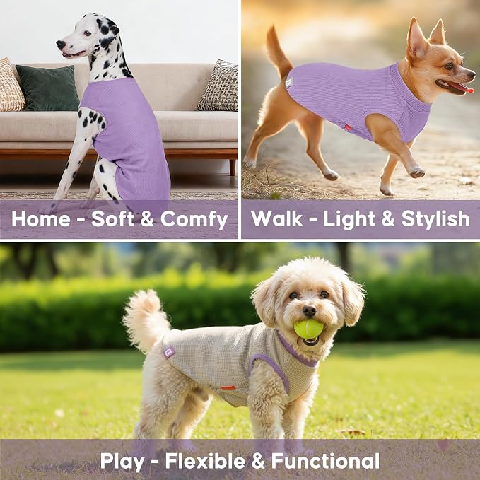 KYEESE 2Pack Dog Shirts Waffle for Small Dogs Stretchy Dog T-Shirts Lightweight Dogs Tank Top Sleeveless Pet Vest Breathable, X-Large, Purple+Grey | Cozy Warmth, Lightweight & Breathable, Gentle on Sensitive Skin, Stretchy & Free to Move, Comfortable D...