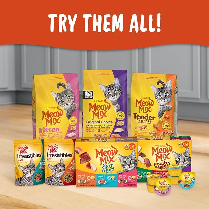 Meow Mix Seafood Favorites Chunks in Gravy Wet Cat Food Variety Pack, 2.75 Ounce (Pack of 48)
