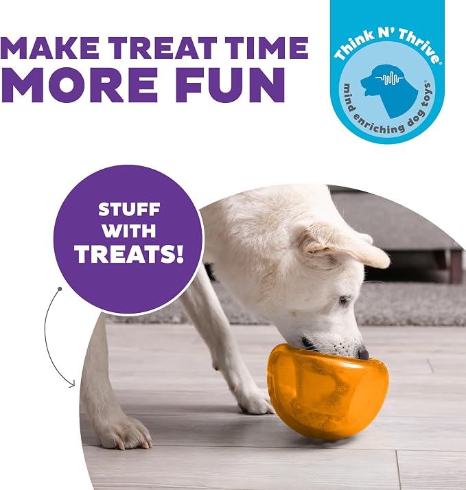 Outward Hound Snoop Interactive Treat Dispensing Dog Toy, Orange, 5" | Rolls & Bounces, Treat Stuffer, Puzzle Ball & Slow Feeder, Enrichment, Mint Scented, Easy Clean, No BPA, Medium to Large Dogs