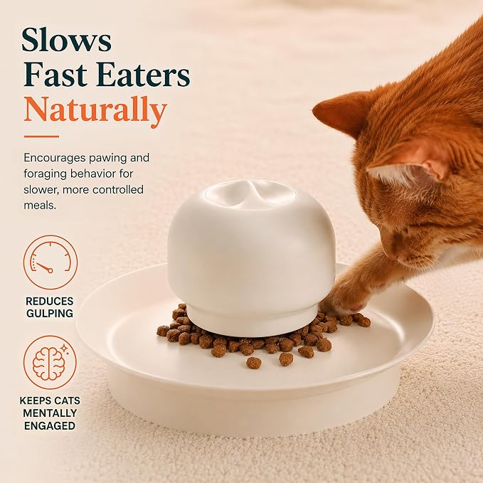 Cat Slow Feeder, Adjustable Cat Slow Feeder for Indoor Cats, Cat Food Dispenser with Twist-to-Adjust Food Flow, Interactive Dry Food Feeder, Gravity Cat Feeder for Fast Eaters
