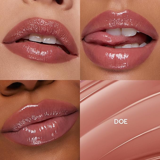 ColourPop So Juicy Plumping Lip Gloss Balm Doe (0.07 oz) + So Juicy Plumping Lip Liner Tease (0.01 oz), Peptide-Infused Lip Color for Fuller, Hydrated Lips
