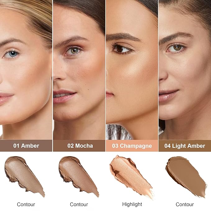 FV Cream Highlighter Stick, Blendable & Long Lasting Highlight Stick with Natural Finish, Shimmer Face Highlighter Makeup for Glowing Skin & Eyeshadow, Cruelty-free, 03 Champagne