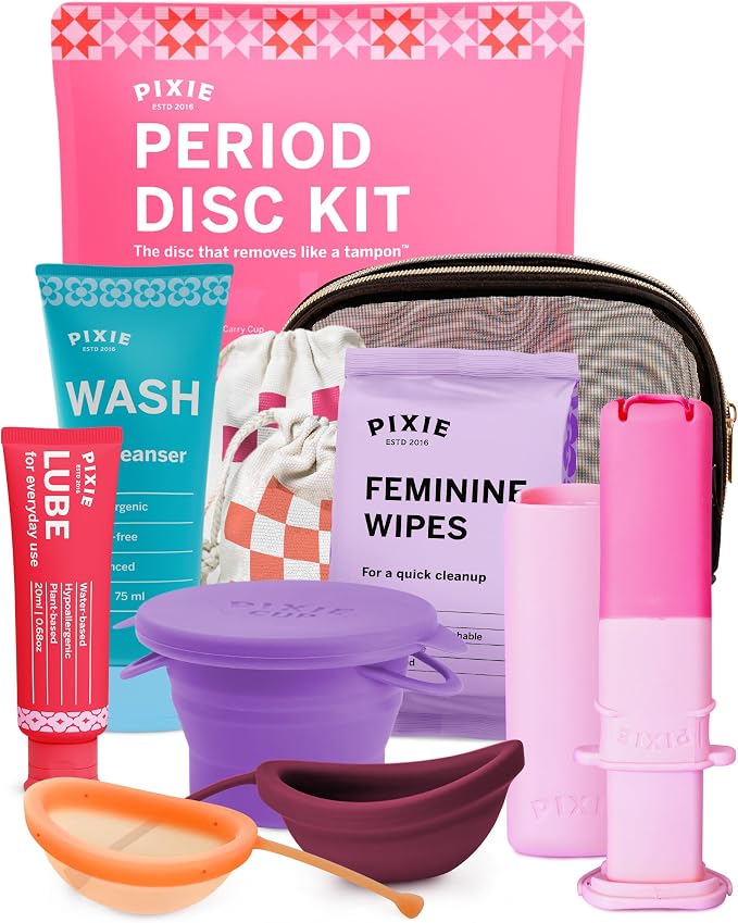 Pixie Menstrual Disc Kit for Feminine Care - Pixie Discs are Designed to Remove Like Tampons - 100% Medical-Grade Silicone - Best Period Disc Starter Kit - Proven to Become A Successful Disc User