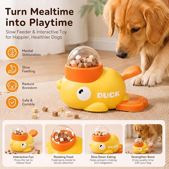Yorkie Feeding Duck Toy, Yorkie Puppy Essentials, Interactive Dog Toys Food Puzzle Slow Feeder, Cat Treat Dispenser Toy, Slow Feeder To Prevent Bloating, IQ Training And Exercise Small Animal Bowls