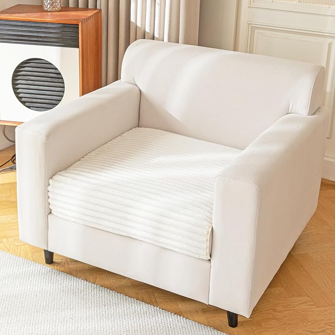 MYSKY HOME 100% Waterproof Couch Cover for Dogs Washable, Non Slip Couch Headrest Covers Pet Friendly, Thick Soft Sofa Covers Slipcovers Furniture Protector Dog Bed Cover, Cream, 35"x35"