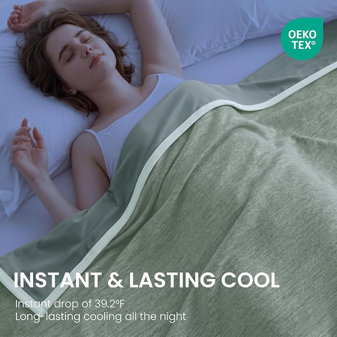 Cooling Blanket (90"x90"Queen Size) for Night Sweats Absorbs Heat to Keep Adults Cool on Warm Nights, Q-Max 0.5 Cooling Blankets for Hot Sleepers, Ultra-Cool Lightweight Blanket for Bed | Absorbs Heat Cold Summer Blanket for Night Sweats & Menopause Q-...