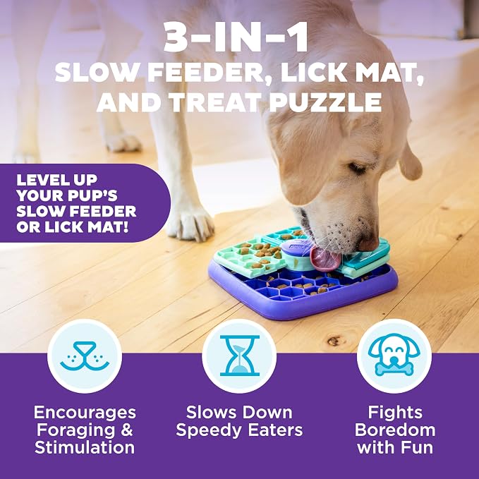 Outward Hound Nina Ottosson Lick N' Flip 3-in-1 Dog Toy Treat Puzzle, 7.4" | Level 1 Easy, Slow Feeder, Lick Mat, Puzzle, Holds 1 Cup Food, Non-Slip Base, No BPA, Interactive Enrichment, Dogs & Puppies