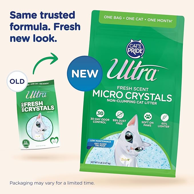 Ultra by Cat's Pride Fresh Scent Micro Crystals, Soft on Paws Litter, 5lb